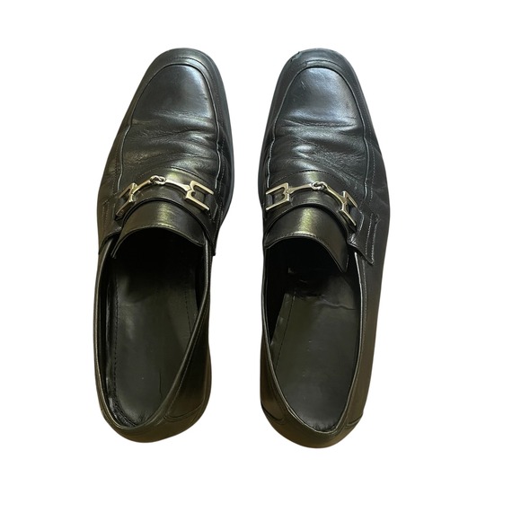 Bruno Magli Leather Bit Loafers Dress Shoes Silver Buckle Accents - Picture 2 of 6